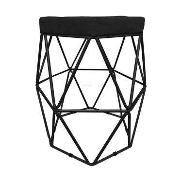 Imagem de Puff Decorativo Hexagonal Aramado Preto Suede Preto