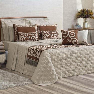 Imagem de Kit Cobre Leito King Turin Com Almofadas E Peseira 180 Fios 10 Peças - Caqui