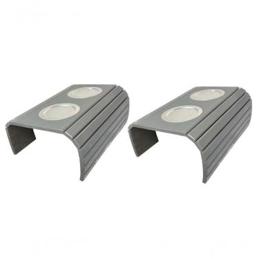 Imagem de Kit 02 Esteira Decorativa Laqueada Sofá Copo Alumínio Cinza