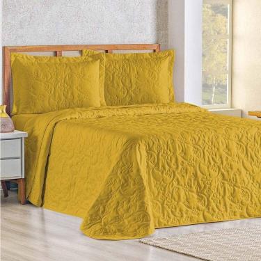 Imagem de Cobre Leito Queen Bouti Mavie Floral 180 Fios 3 Peças - Açafrão