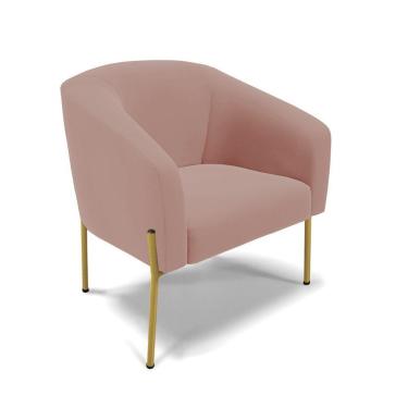 Imagem de Poltrona Pé De Ferro Dourado Sala De Estar Stella Veludo D03 - D'rossi Cor Rose