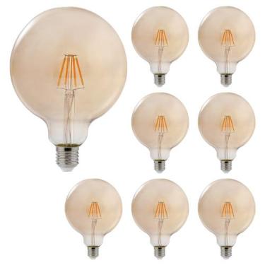 Imagem de Kit 8 Lâmpada Retrô Globo G125 LED Bivolt Luz Âmbar 2200K 4W - Avant