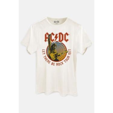 Imagem de Camiseta AC/DC Let There Be Rock Tour 1977 - Piticas, G2, Off white