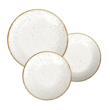 Imagem de Jogo De Pratos Tramontina Rústico Marrom Em Porcelana Decorada 18 Peças Tramontina