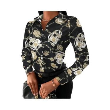 Imagem de Blusa Feminina De Manga Longa Com Estampa Floral, Geométrica E De Letr
