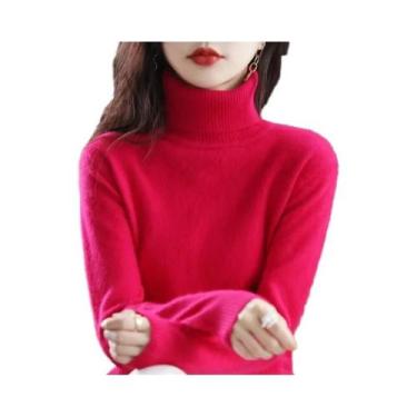 Imagem de Suéter De Cashmere Com Gola Alta Em Plush De Mink Para Mulheres Outono