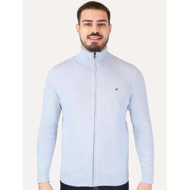 Imagem de Suéter Tommy Hilfiger Masculino Essential Cotton Zip Through Azul Claro-Masculino