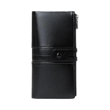 Imagem de Carteira Longa Feminina RFID Em Couro PU Com Múltiplos Slots Para Cart