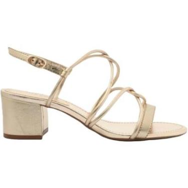 Imagem de SANDÁLIA AREZZO DOURADA SALTO MÉDIO BLOCO TIRAS ENLACE-Feminino
