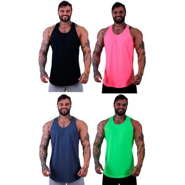 Imagem de Kit 4 Regatas Longline MXD Conceito Slim Cores Básicas e Mescladas Lisas-Masculino