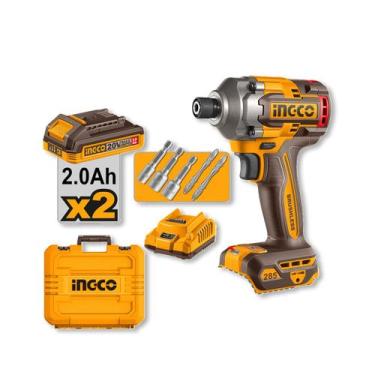 Imagem de Parafusadeira De Impacto A Bateria Ingco 20V 285NM 6,35MM Com 2 Bateri
