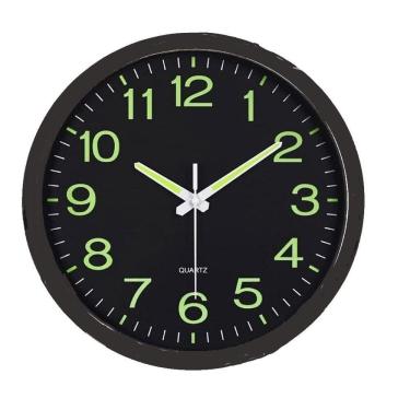 Imagem de Relogio Parede Luminoso Fluorescente 30Cm Brilha No Escuro Vintage Silencioso Luxo Analogico Escritorio Casa