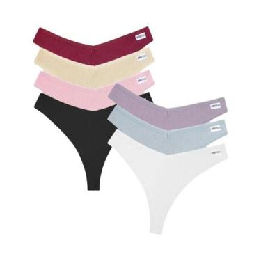 Imagem de Calcinhas De Algodão Femininas 7 Peças, G-string De Cintura Baixa, Lin