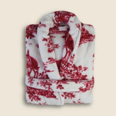 Imagem de Roupão Toile de Jouy Microfibra Rosa M - A\CASA