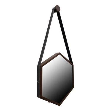 Imagem de Espelho Adnet Sextavado 40cm Decorativo Com Alça + Suporte - - Ornato 