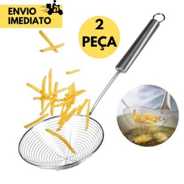 Imagem de kit 4 Escumadeira para Fritura em Inox p/ Frituras de Salgados, Batata