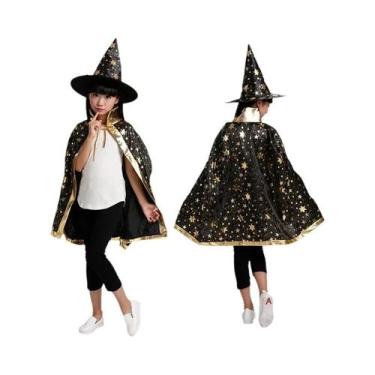 Imagem de Fantasia De Halloween Para Crianças, Capa De Cetim Com Chapéu, Fantasi