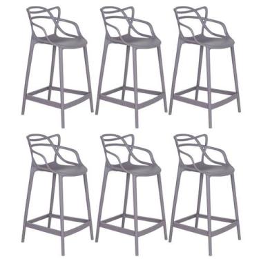 Imagem de Laraz, Kit 6 banquetas médias bancada cozinha Masters Allegra 66 cm