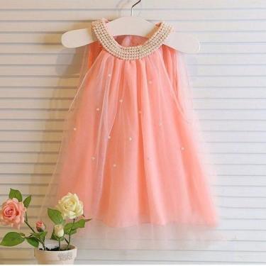 Imagem de Vestido Infantil Menina Festa De Brim Tule Florido Casamento - ANJO DA