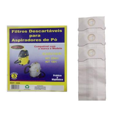 Imagem de Saco Descartável Aspirador De Pó Karcher Nt 2501 Nt 181 Com 3 Unidades
