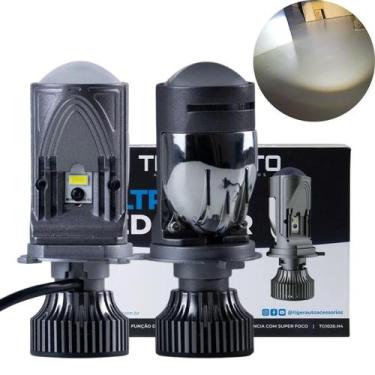 Imagem de Lâmpada Led Farol H4 Mini Projetor Carro Moto Canhão Forte 6500K Fácil