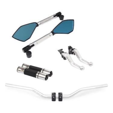 Imagem de Kit Guidão Manopla Manete Retrovisor Xre Falcon Tornado Bros - Stark R