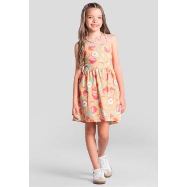 Imagem de Vestido infantil menina em malha Brandili, Rosa salmão, 12