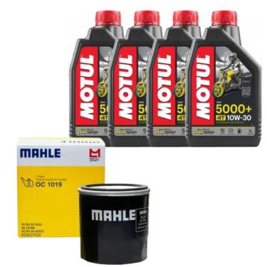 Imagem de Kit Troca Óleo 4l Motul 5000+ 10w30 + Filtro Metal Leve