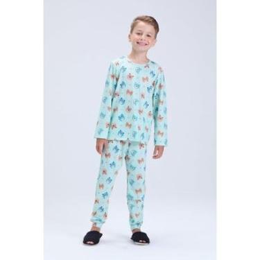 Imagem de Pijama Infantil Masculino Inverno Sublimado Verde Urso-Masculino
