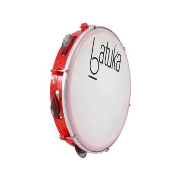 Imagem de Pandeiro 10" Batuka Pele Leitosa Luen Vermelho