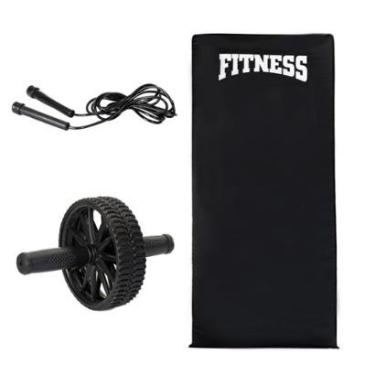 Imagem de Kit Corda Pular Colchonete Roda Abdominal Fitness Academia Profissional-Unissex