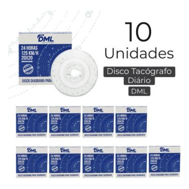 Imagem de Kit 10 caixas disco tacografo dml diario 1 dias 125km/h - dml