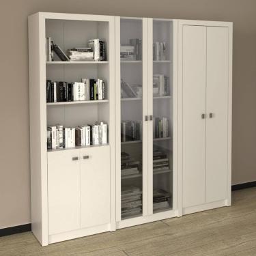 Imagem de Kit 3 Armários Multiuso de Escritório com 6 Portas Branco