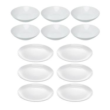 Imagem de Jogo de Pratos Fundo e Raso de Jantar Essenza Opaline 12 peças 20cm e 25cm - Rojemac Pr...
