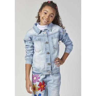 Imagem de Jaqueta Jeans Infantil com Flores Mylu, 10, Jeans