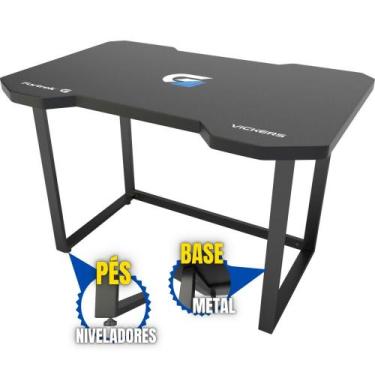 Imagem de Mesa Gamer Fortrek Vickers Preta Azul Com base de Metal Maior Resistên