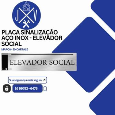 Imagem de Placa Sinalização Aço Inox - Elevador Social - EncartAle