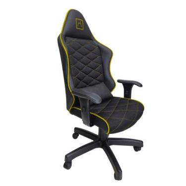 Imagem de Cadeira Escritório Gamer material sintético com Relax Preto/Amarelo - 