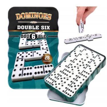 Imagem de Jogo de Domino na Lata Caixa de Metal Dominó Osso 28 Peças Premium