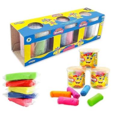 Imagem de Kit massinha colorida com 3 potes - sticky toys