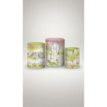 Imagem de Trio Capas Cilindro 3D Sublimado Festa Jardim Encantado - Congratulati