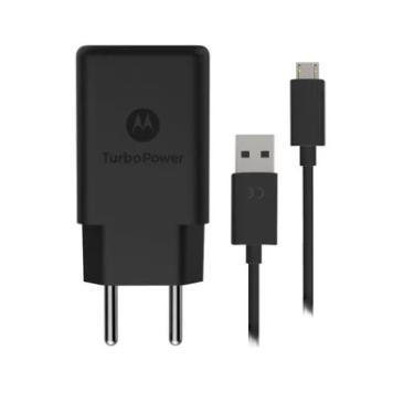 Imagem de Carregador de Tomada  com cabo micro USB, Motorola 1 Porta, Turbo Power, Preto - Sjsc57ws1