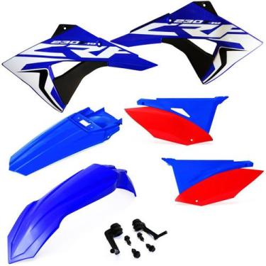 Imagem de Kit Plástico Crf 230 Biker Elite Com Adesivos El1te, Azul / Vermelho