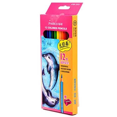 Imagem de Lápis de cor a óleo pintado à mão com 12 cores, desenho e coloração