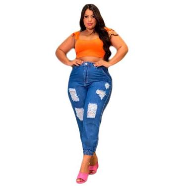 Calça Mom Jeans Plus Size Feminina Cintura Alta - Useconf