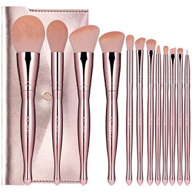 Imagem de Conjunto de pincéis de maquiagem BS-MALL 12 peças de base sintética premium corretivos de pó sombras para os olhos pincéis de maquiagem blush pincéis lábios cosméticos (rosa)