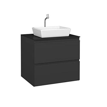 Imagem de Gabinete Para Banheiro em Aço Gaia Com Tampo de Vidro - Cozimax (Preto)