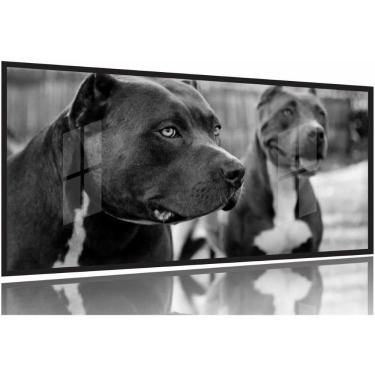 Imagem de Quadros Decorativos 2 Pitbull 130x60 Moldura Preta 2x2