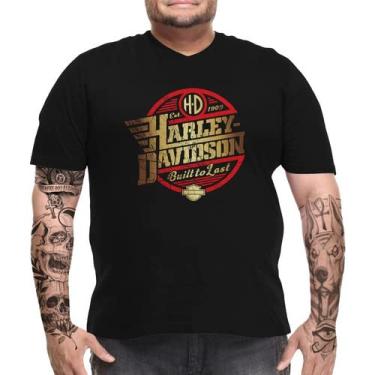 Imagem de Camiseta Masculina Harley Davidson Dourada Tam. Plus Size Tamanho:G4;Cor:Preto