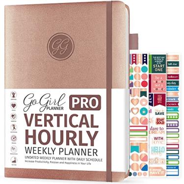 Imagem de GoGirl Agenda Planner PRO - Agenda sem data com horários horários, organizador mensal, semanal e diário, agenda de compromissos para gerenciamento de tempo, capa dura 17,78 cm x 25,4 cm, dura 1 ano